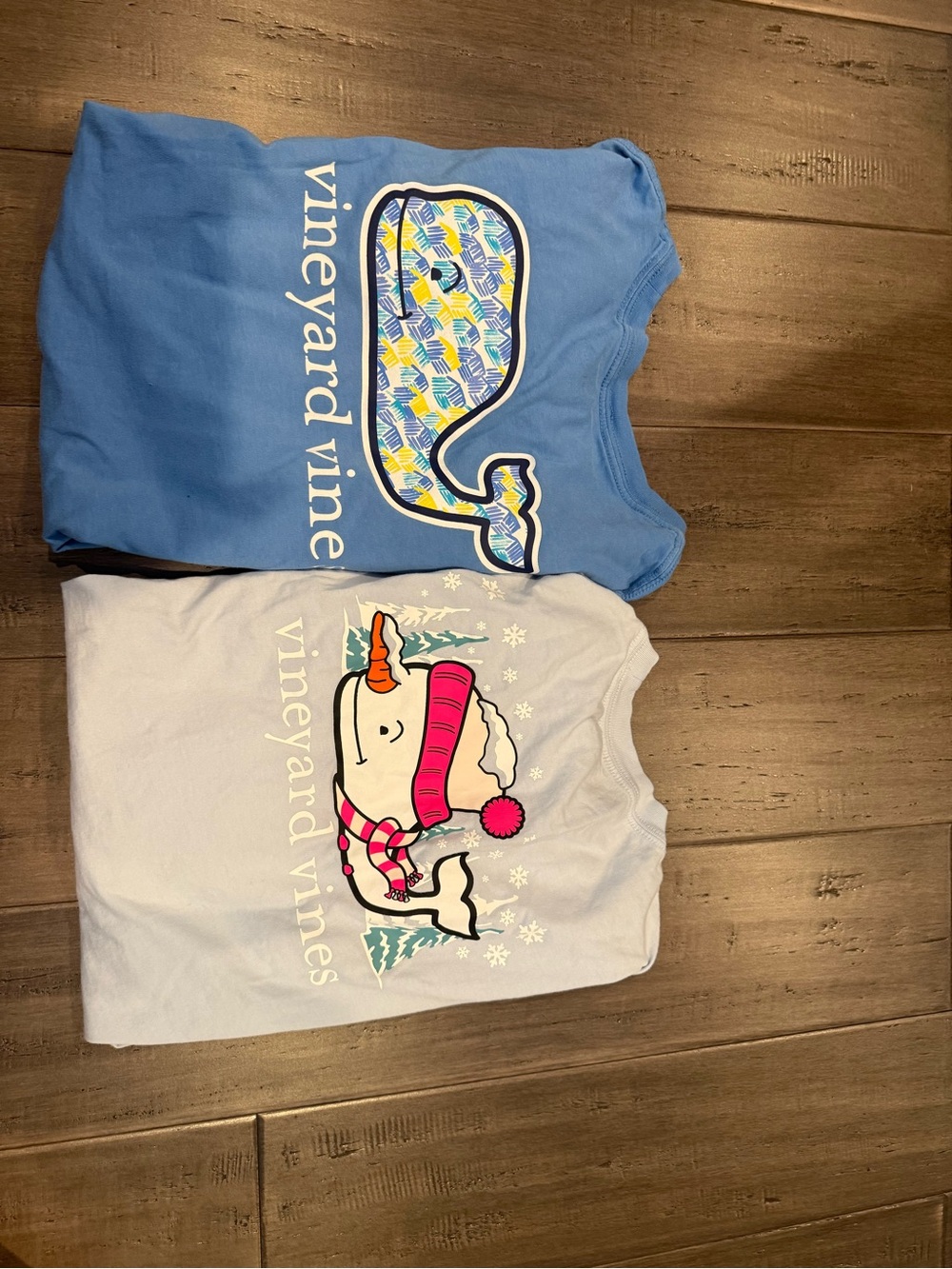Vineyard Vines Girls Long & Short Sleeve Tees- Blue Whale & Light Blue Snowman